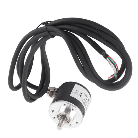 Compact 600 PR Incremental Rotary Encoder For Industrial Automation with 6mm shaft and wires visible