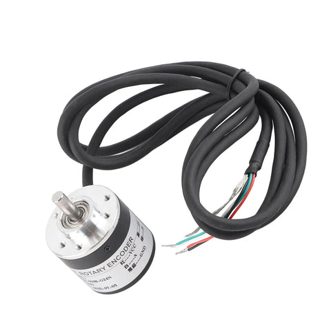 Compact 600 PR Incremental Rotary Encoder For Industrial Automation, mini size with 6mm shaft and connection wires visible