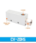 Pro-Grade Vacuum Ejector With Air Exhaust Valve For Pneumatic Systems CV-20HS side view with labeled vents and ports