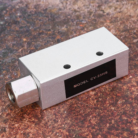 Compact Vacuum Generator For Pneumatic Systems CV 25HS with metal body and precision threads displayed on textured surface.
