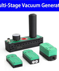 Compact Multi Stage Vacuum Generator In One Small Package With Energy Saving Design, High Flow And Strong Suction For Industrial Use, Mini Vacuum Pump Great For Pick And Place PBX5 C Series, shown with components.