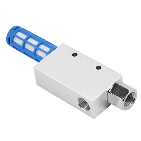 Compact Vacuum Generator With Pneumatic Exhaust Ejector And Air Fitting for Vacuum Suction Cup Systems, aluminum and blue components