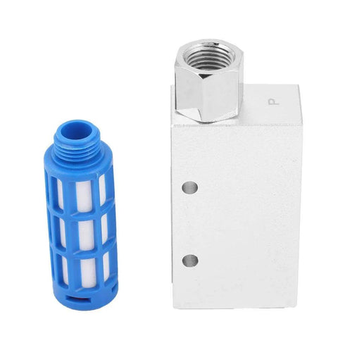 Compact Vacuum Generator With Pneumatic Exhaust Ejector And Air Fitting for Vacuum Suction Cup Systems, aluminum alloy block with blue filter