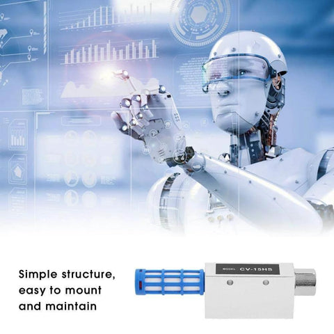 Compact Vacuum Generator With Pneumatic Exhaust Ejector And Air Fitting for suction systems in automation with robot interface.