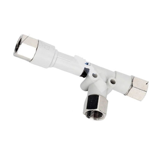 Compact Vacuum Generator With Integrated Control Valve And Silencer Space Saving Unit, front view, enhancing industrial automation.
