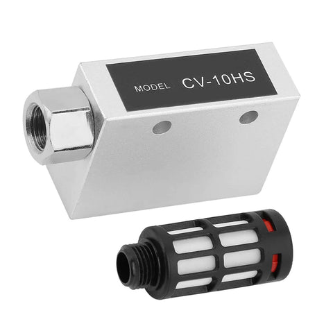 Space Saving Venturi Vacuum Generator CV 10HS with aluminum alloy body and filter, compact design for pneumatic systems.