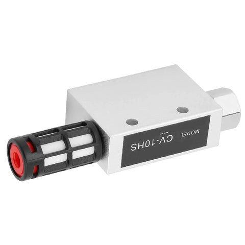 Compact aluminum CV 10HS Space Saving Venturi Vacuum Generator for pneumatic systems, side view of high flow air vacuum pump and ejector.