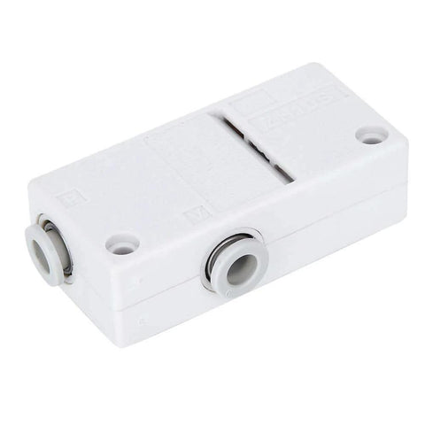 Venturi Vacuum Generator Pneumatic System Set Of 6 AZH10BS-06-06, compact white unit with 6 mm connectors for industrial use.