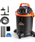 Powerful 2 HP Wet Dry Vacuum With 4 Gallon Tank And Nozzles, Compact Shop Vacuum For Go To Cleanups, 660W Suction, Brush Included, Black And Orange