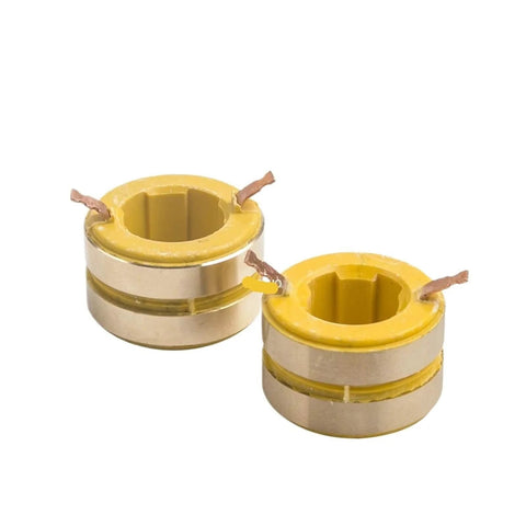 Pack of 2 copper ring slip rings for generators with collector ring and conductive carbon brush holder assembly, plug and play generator accessory