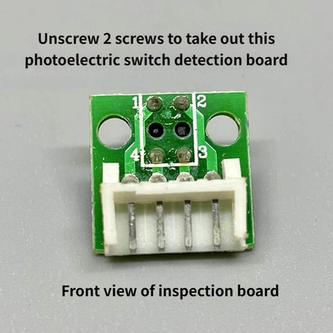 Front view of photoelectric switch detection board with connector.