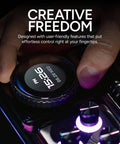 Close-up of MasterHUB Encoder Dial With Crisp IPS Display for Creative Pros showing time on screen, hand adjusting the dial.
