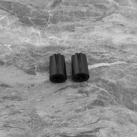 Pair of black potentiometer knobs from Bulk 50 Pack 6mm D Shaft Rotary Encoder Knob Set With D Hole Concave Cap for DJ gear