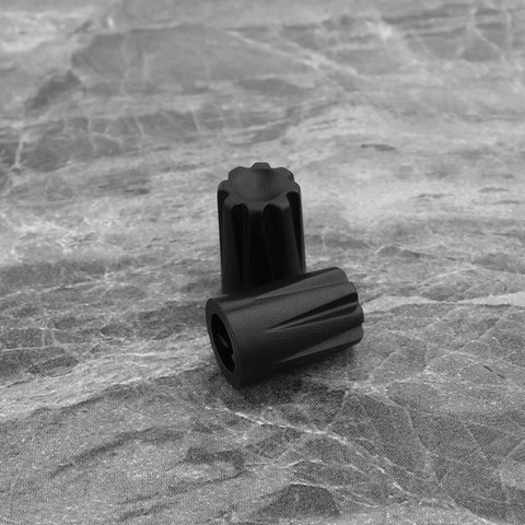 Bulk 50 Pack 6mm D Shaft Rotary Encoder Knob Set With D Hole Concave Cap Potentiometer Knobs Black, two knobs on textured surface