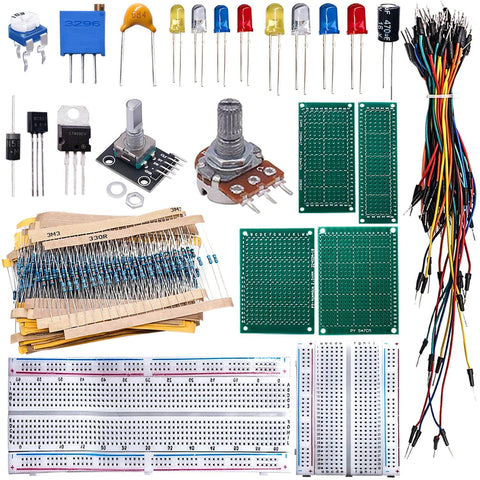 2016-Piece Electronics Component Kit Assortment for DIY Hands On Prototyping and Learning with various components shown