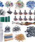 2016-Piece Electronics Component Kit Assortment with potentiometers, rotary encoders, resistors, capacitors, diodes, LEDs, and breadboard.