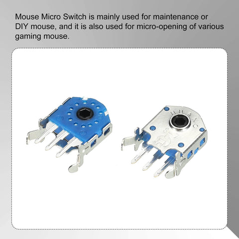 Close-up of mouse micro switch components for DIY mouse maintenance, showcasing blue and silver design, ideal for gaming mouse mods.