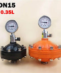 Half Inch 0.35L Diaphragm Type Damper With DN15 Buffer Fittings For Metering Pump Valve 20mm Port 1.6 MPa, black and orange