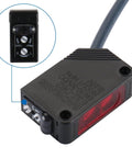 Diffuse Reflection Photoelectric Sensor Switch E3Z-D62 NPN Output, black housing, front view with adjustment dials, for industrial automation.