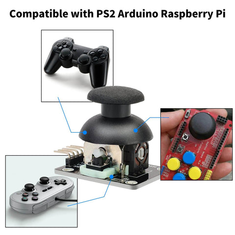 Six Pack Dual Axis Joystick Module For DIY Projects With Analog X And Y Outputs And Digital Z Output compatible with controllers and boards.