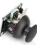 Side view of Six Pack Dual Axis Joystick Module for DIY Projects with Analog X and Y Outputs and Digital Z Output, compatible with Arduino.