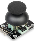 Six Pack Dual Axis Joystick Module For DIY Projects With Analog X And Y Outputs And Digital Z Output, top view on white background