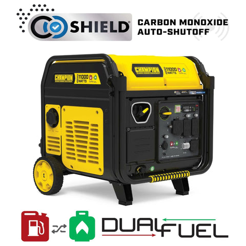 11,000 Watt Electric Start Dual Fuel Portable Inverter Generator with Quiet Technology and CO Shield