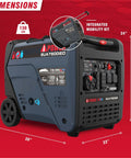 Dual Fuel Portable Inverter Generator With Electric Start, 7,600 Starting Watts And 6,100 Running Watts On Gas, 24x22x28 inches