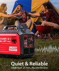 People camping with Dual Fuel Inverter Generator With 3800 Surge Watts Gas Or 3500 Propane Quiet Portable Power