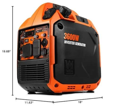 Ultra Quiet Dual Fuel Portable Inverter Generator For RV Power On The Go, 3600 Surge Watts Gas Or 3500 Surge Propane side view