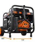 Rear view of Dual Fuel Portable Generator With 4750 Surge Watts And 3800 Running Watts, 120V And 240V Output, Wheel Kit, Electric Start