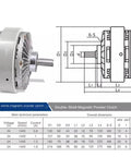 Dual Shaft Magnetic Particle Clutch And PC Magnetic Particle Brake For 24V Motors, FL200A-1 And FL200S-1 diagram