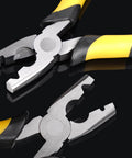 Close-up of yellow-handled pliers from 1800Pcs Wire Cage Clips With Pliers For Bird Quail Rabbit Chicken Hog Cages set