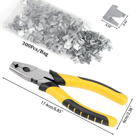 1800Pcs Wire Cage Clips With Pliers For Bird Quail Rabbit Chicken Hog Cages Durable J Clips And Hog Ring Pliers