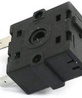 Rotary Encoder Switch 5 Pin 3 Position 2 Position Selector for Appliances AC 250V 16A, shown in black, with metal connectors