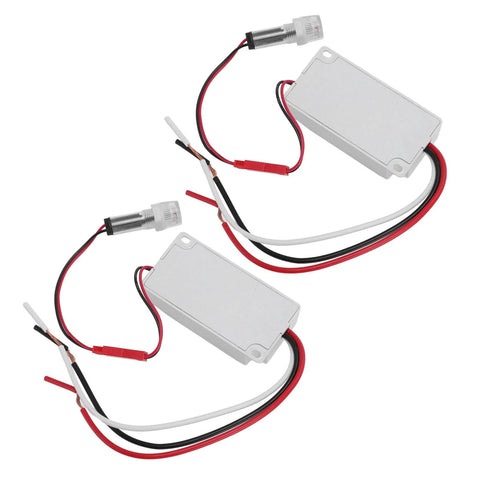 Two Auto Dusk To Dawn Photoelectric Sensor Light Switches 110V To 240V AC IP33 for outdoor street lights, with three wire system.