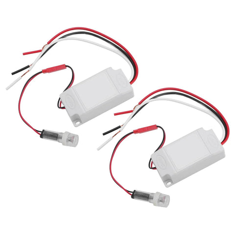 Auto Dusk To Dawn Photoelectric Sensor Light Switch 110V To 240V AC IP33, two-pack controllers with wires visible