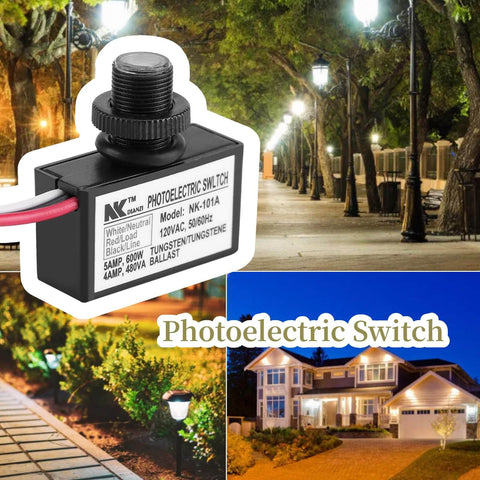 Dusk To Dawn Outdoor Light Sensor Switch For No Fuss Hands Free Automatic Lighting Control, 120VAC 50 60Hz, exterior photoelectric automation