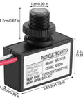 Dusk To Dawn Photoelectric Switch For Outdoor Lighting 120V AC, black plastic post eye sensor, with measurement details