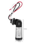 Dusk To Dawn Photoelectric Switch With Light Sensor for Outdoor Lighting, showing dimensions and wire connections for easy installation.