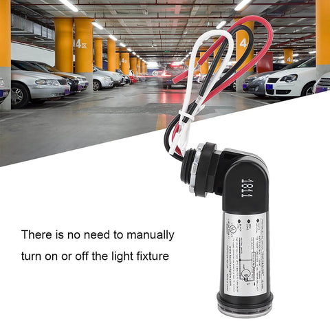 Dusk To Dawn Photoelectric Switch With Light Sensor For Outdoor Lighting Automatic On Off Control in a parking lot setting