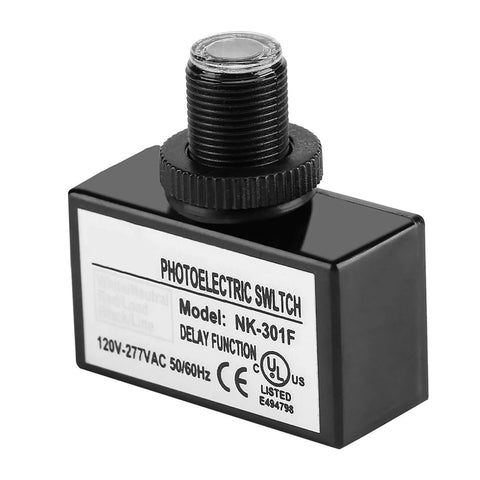 Dusk to Dawn Light Sensor for Outdoor Lighting 277V AC Photocell Auto On Off Photoelectric Switch in black casing