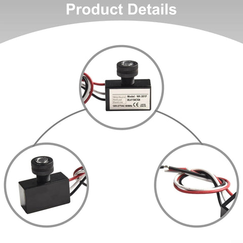 Close-up of Dusk To Dawn Photocell Sensor Light Switch For Outdoor Lighting Waterproof IP65 with wiring details, ideal for energy saving.