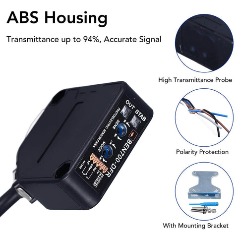 Dusk To Dawn Photoelectric Beam Sensor With Diffuse Infrared Proximity Switch, ABS housing, mounting bracket visible.
