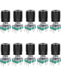 10 Pack 7 Pin 20mm EC11 Rotary Encoder With Code Switch And Caps 360 Degree Digital Potentiometer 5V Logic Momentary Shaft Blue Metal And Plastic Build Great For DIY Electronics Projects