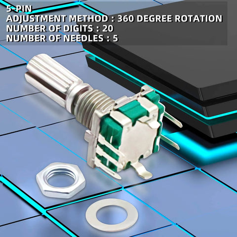 10 Pack 7 Pin 20mm EC11 Rotary Encoder With Code Switch And Caps 360 Degree Digital Potentiometer 5V Logic Momentary Shaft