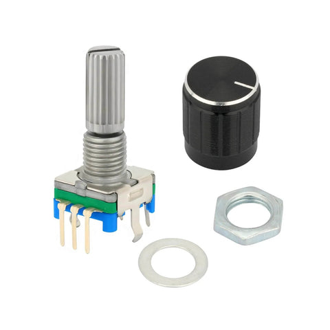 6 Pack EC11 Rotary Encoder With Push Button Five Pins 360 Degree Rotation Incremental Code Switch With Durable Knob Cap Kit