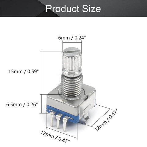 10 Pack EC11 Rotary Encoder 360 Degree Code Switch With 7 Pins 15mm Shaft showing dimensions