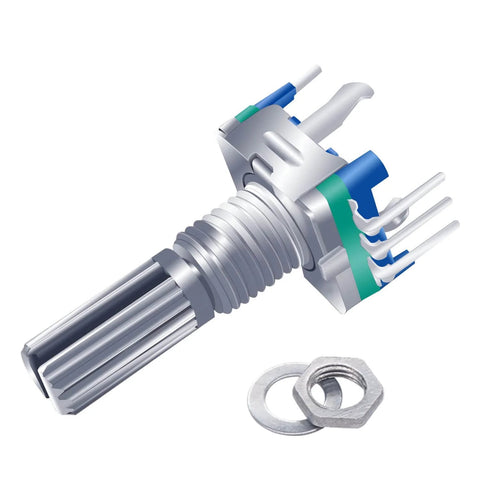 Five Pack Rotary Encoder Switch Push Button EC11 360 Degree Rotation With 5 Pins And 20 Detents, showing side view of module