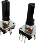 Five Pack EC12 Rotary Encoder With Switch 360 Degree Audio Encoder 24 Position 3 Pin No Push Button 20mm Shaft Length RE12 Compatible